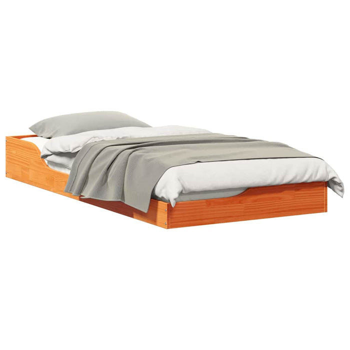 vidaXL Struttura letto a terra Cera marrone 75 x 190 cm