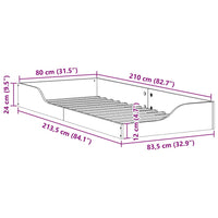 vidaXL Struttura letto a terra Cera marrone 80 x 210 cm