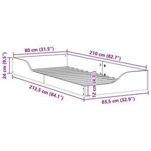 vidaXL Struttura letto a terra Cera marrone 80 x 210 cm