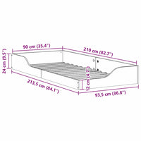 vidaXL Struttura letto a terra Bianco 90 x 210 cm