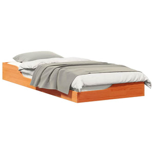 vidaXL Struttura letto a terra Cera marrone 90 x 210 cm