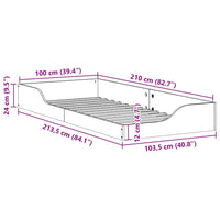 vidaXL Struttura letto a terra Cera marrone 100 x 210 cm