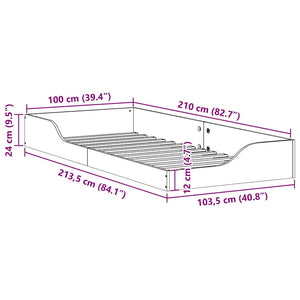 vidaXL Struttura letto a terra Cera marrone 100 x 210 cm