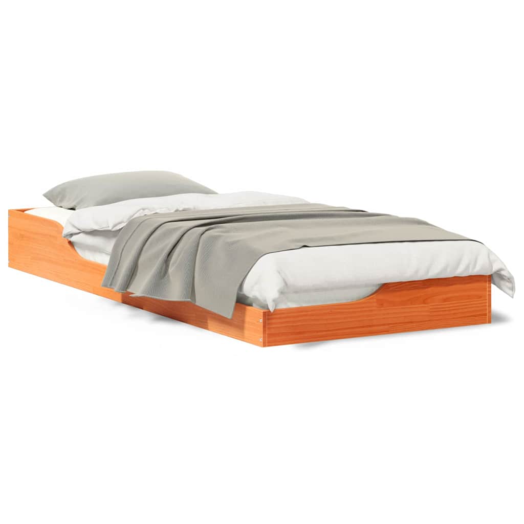 vidaXL Struttura letto a terra Cera marrone 100 x 210 cm