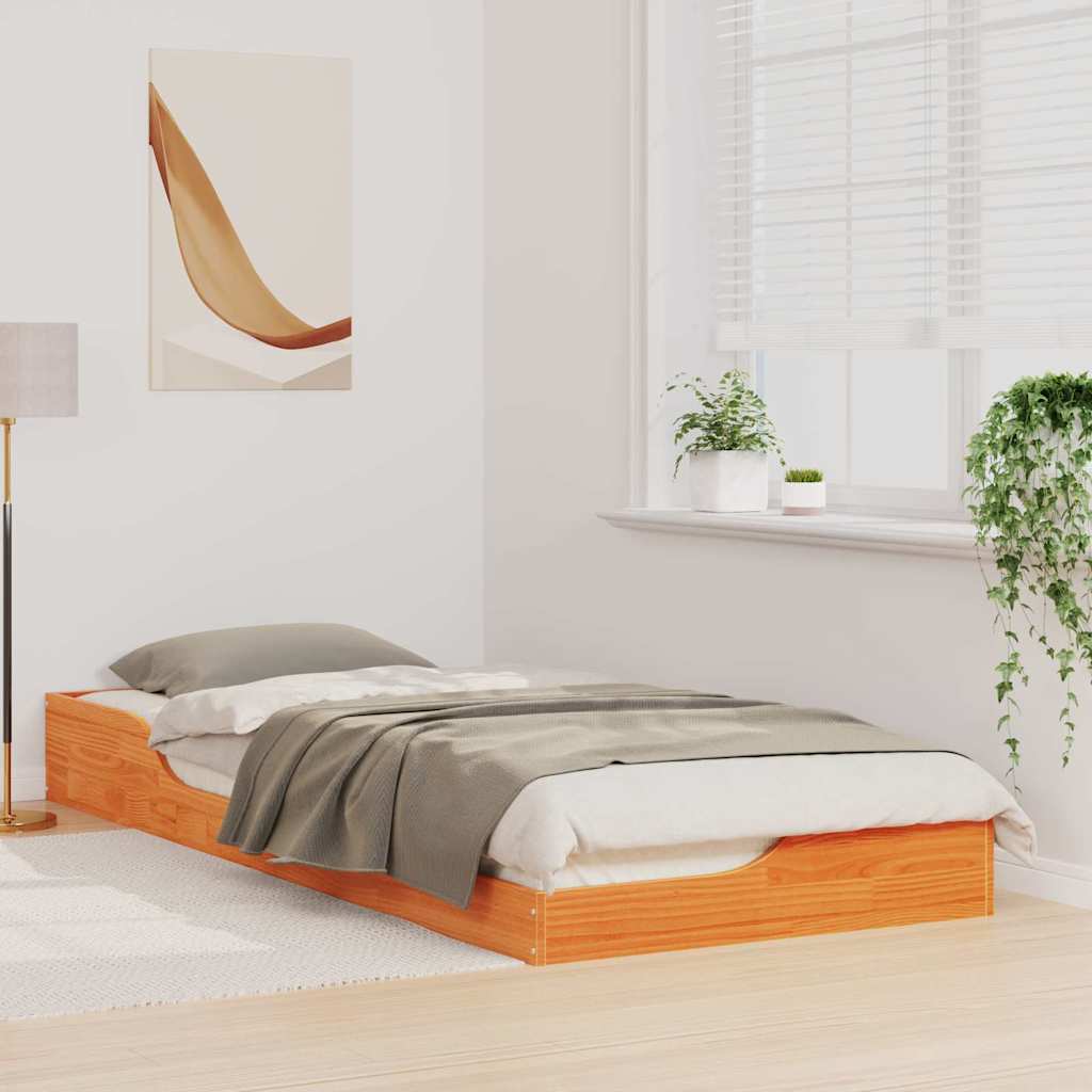 vidaXL Struttura letto a terra Cera marrone 100 x 220 cm