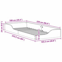 vidaXL Struttura letto a terra Cera marrone 100 x 220 cm