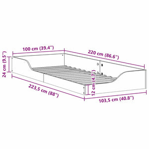 vidaXL Struttura letto a terra Cera marrone 100 x 220 cm