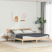 vidaXL Rete letto con comodini Marrone Legno di pino massello