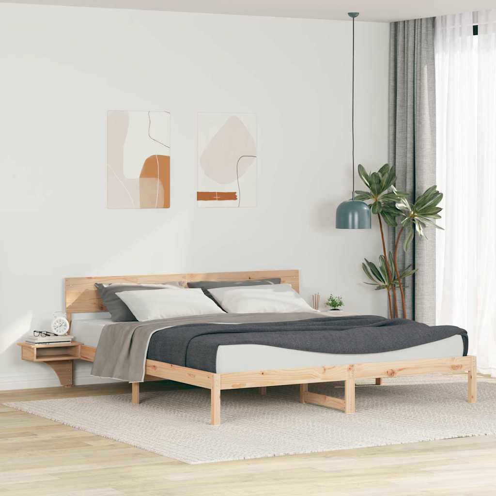 vidaXL Rete letto con comodini Marrone Legno di pino massello