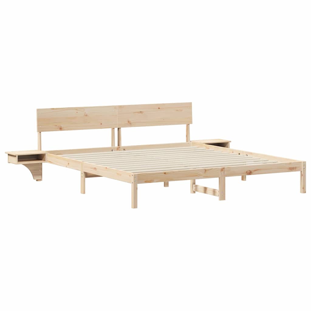 vidaXL Rete letto con comodini Marrone Legno di pino massello