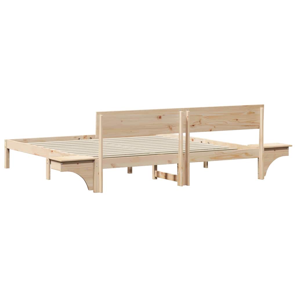 vidaXL Rete letto con comodini Marrone Legno di pino massello