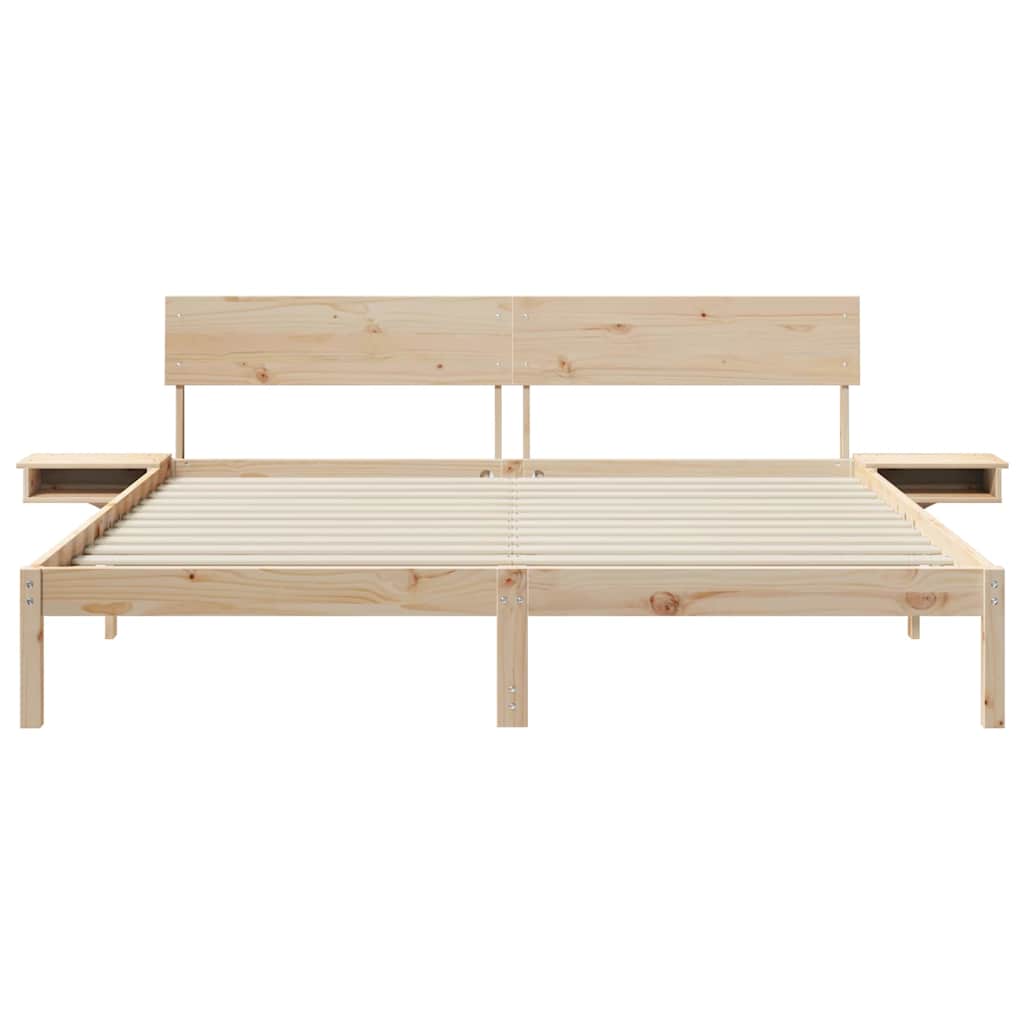 vidaXL Rete letto con comodini Marrone Legno di pino massello