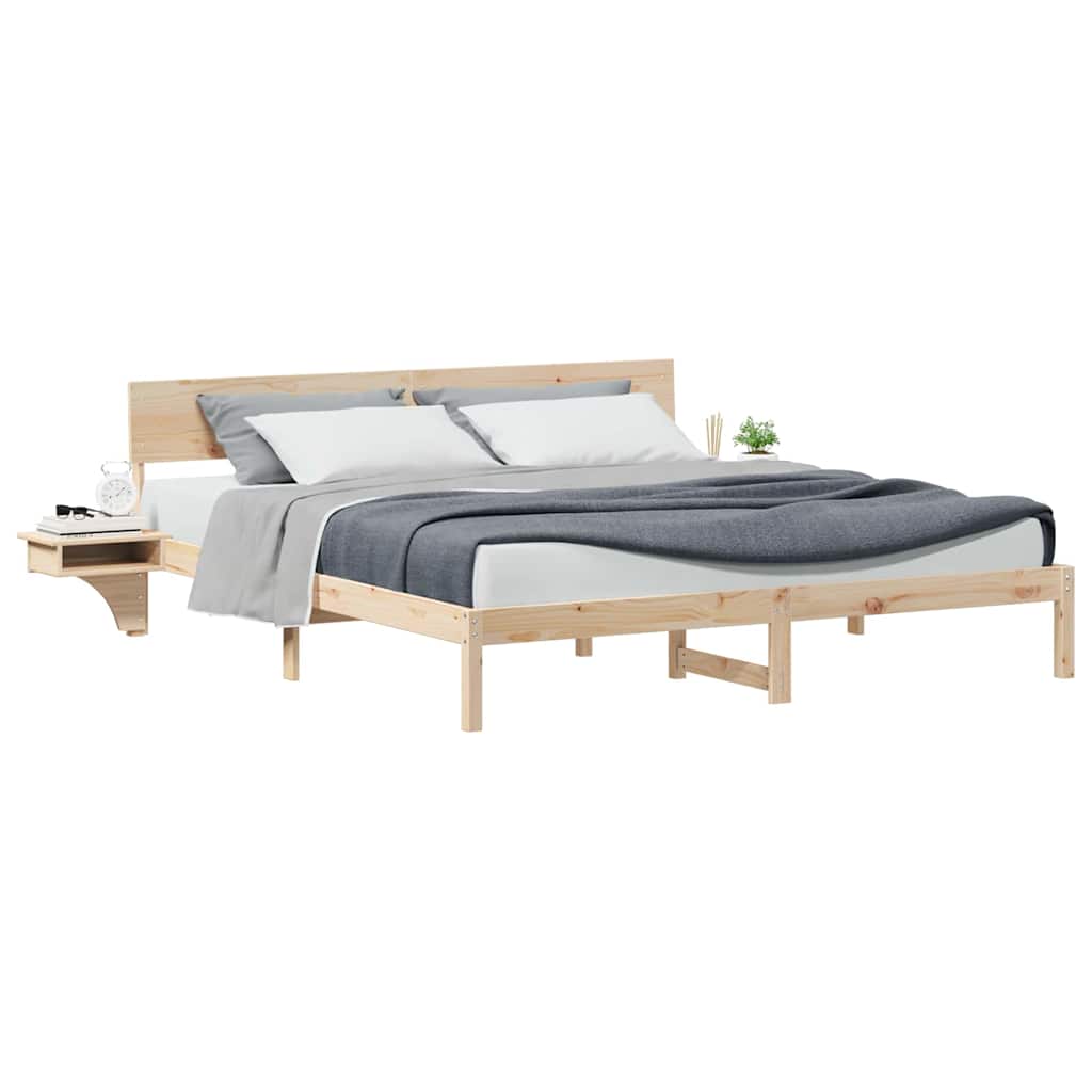 vidaXL Rete letto con comodini Marrone Legno di pino massello