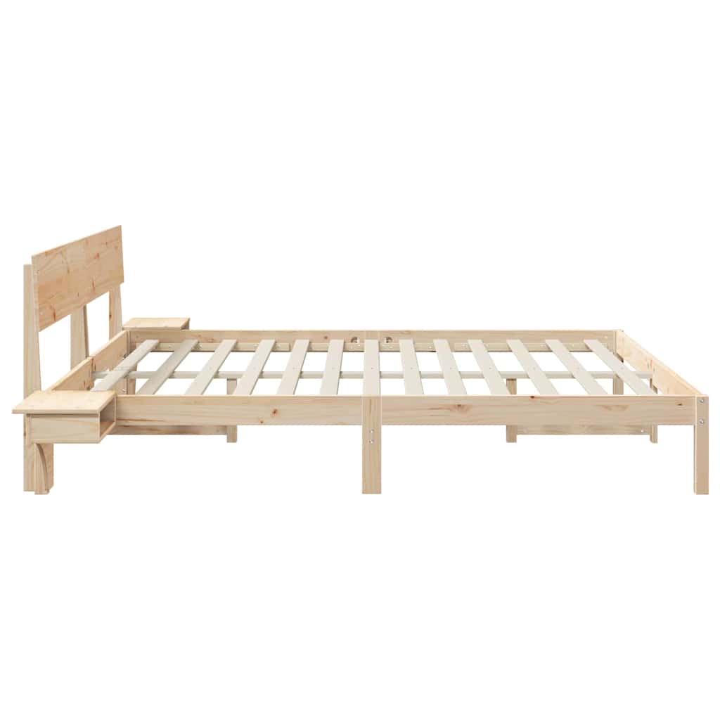 vidaXL Rete letto con comodini Marrone Legno di pino massello
