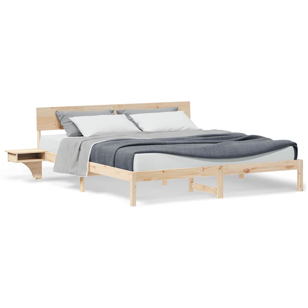 vidaXL Rete letto con comodini Marrone Legno di pino massello