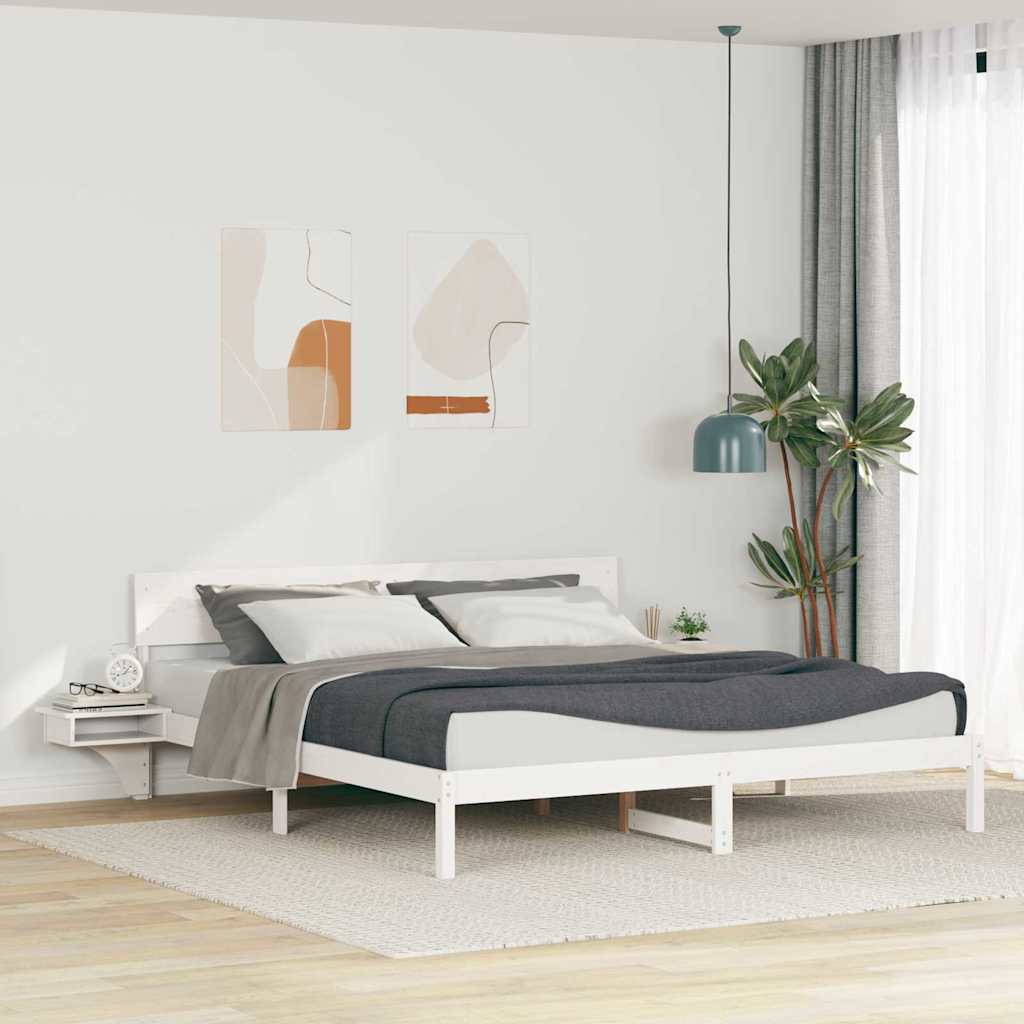 vidaXL Rete letto con comodini Bianco Legno di pino massello