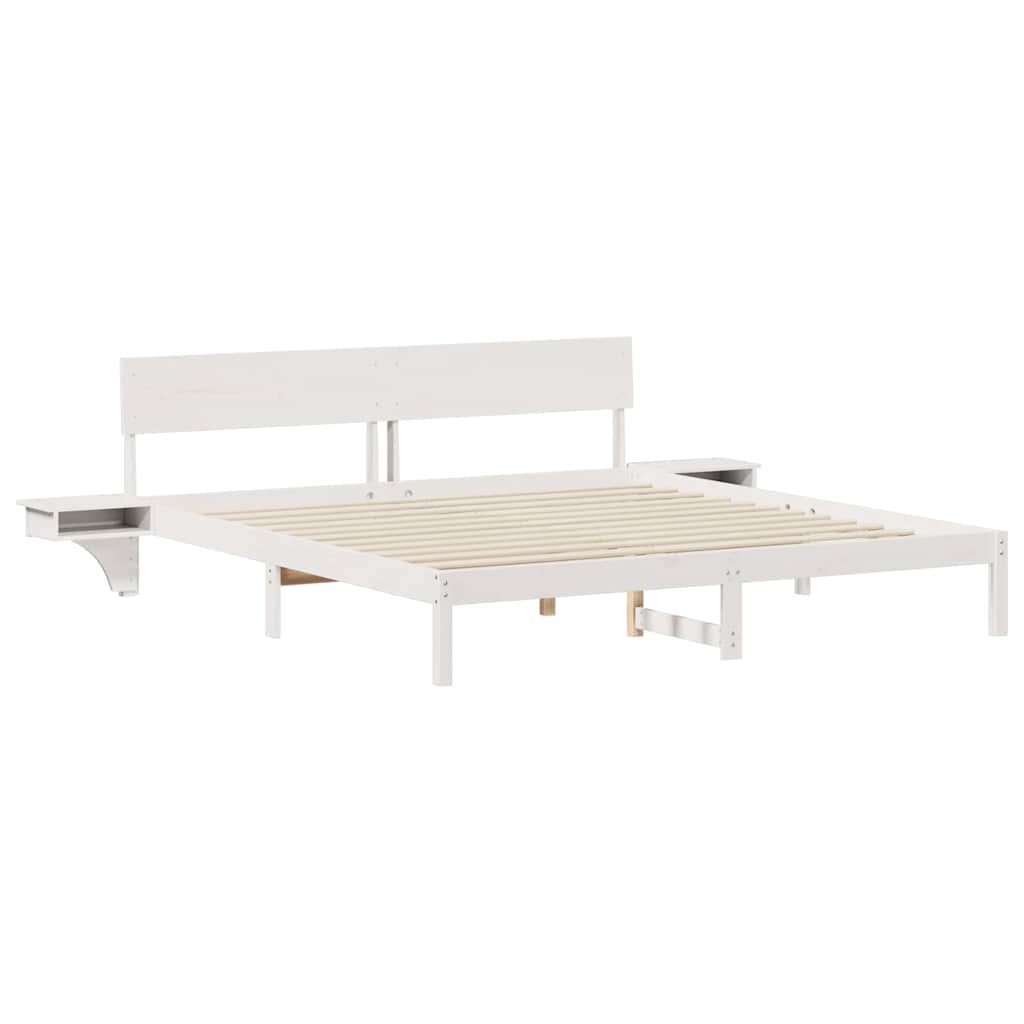 vidaXL Rete letto con comodini Bianco Legno di pino massello