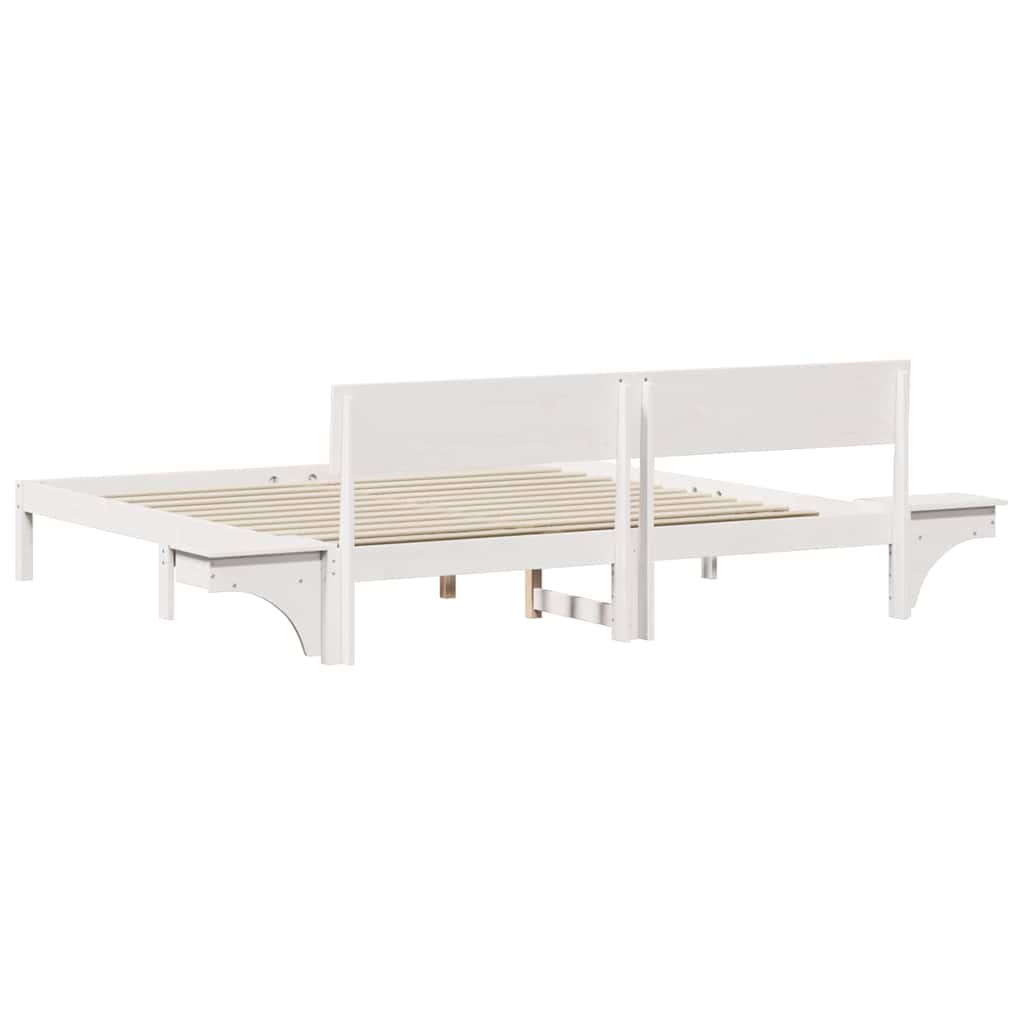 vidaXL Rete letto con comodini Bianco Legno di pino massello