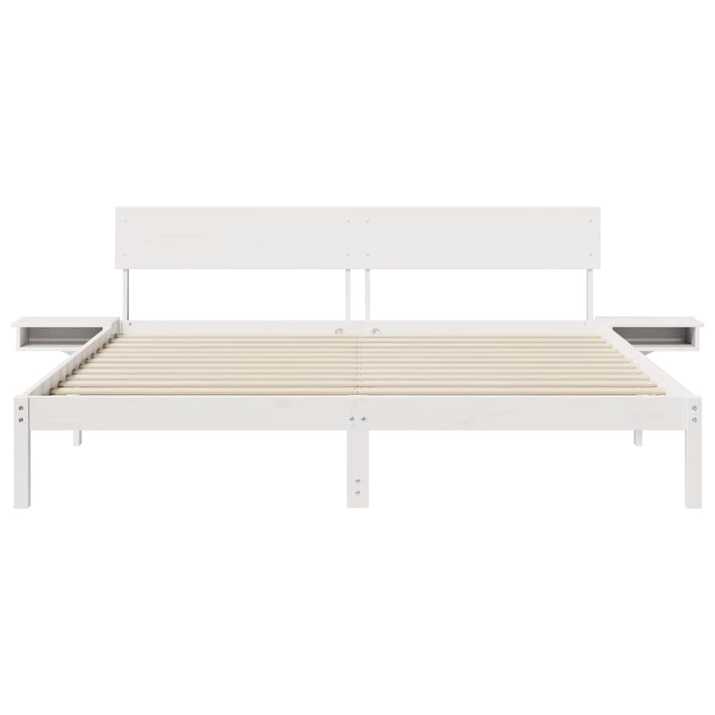 vidaXL Rete letto con comodini Bianco Legno di pino massello