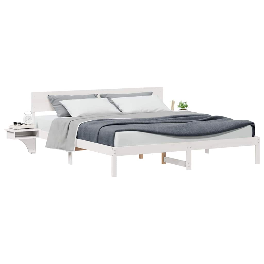 vidaXL Rete letto con comodini Bianco Legno di pino massello