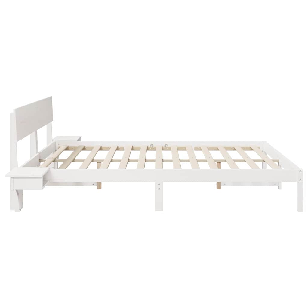 vidaXL Rete letto con comodini Bianco Legno di pino massello