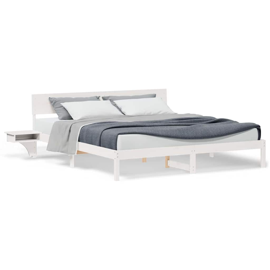 vidaXL Rete letto con comodini Bianco Legno di pino massello