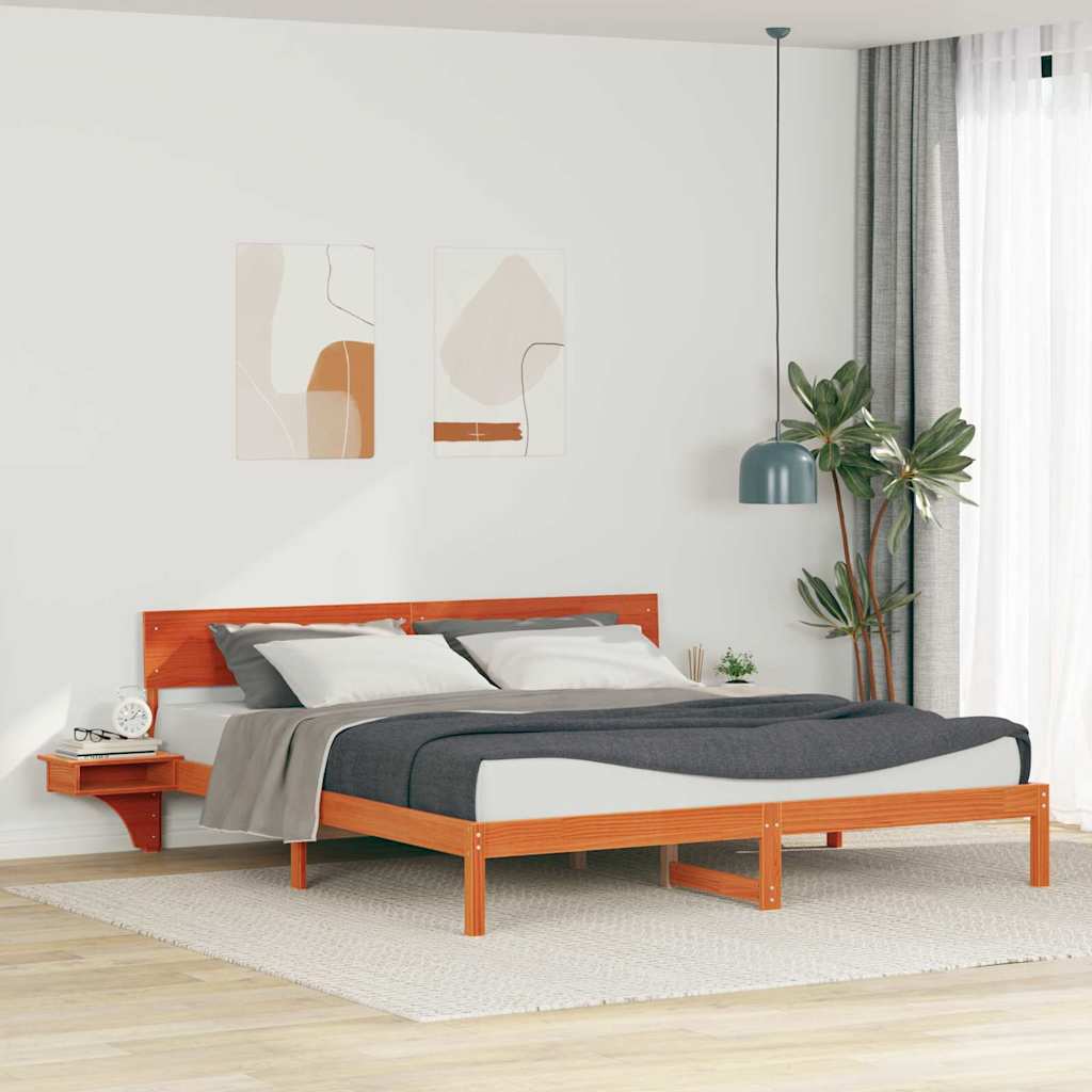 vidaXL Rete letto con comodini Cera marrone Legno di pino massello