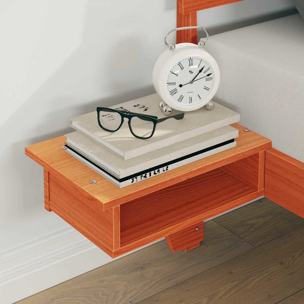 vidaXL Rete letto con comodini Cera marrone Legno di pino massello