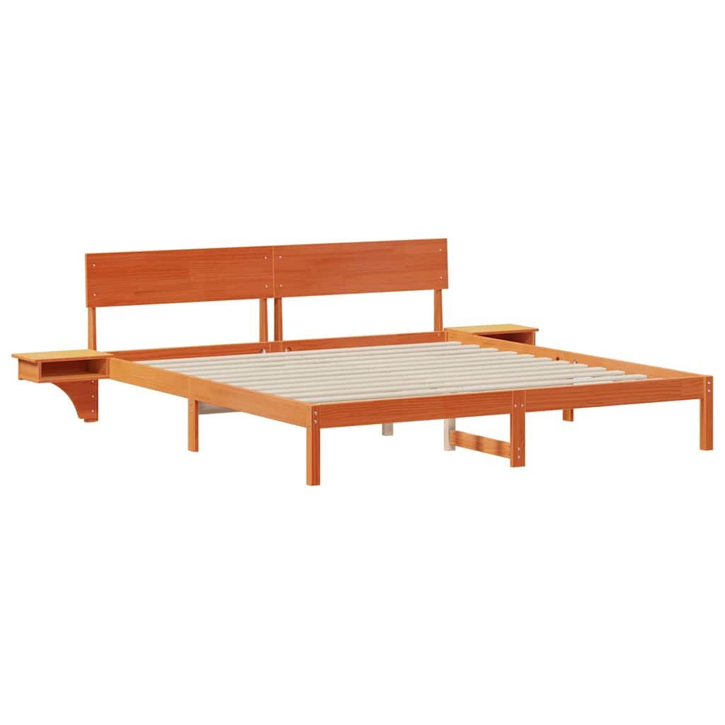 vidaXL Rete letto con comodini Cera marrone Legno di pino massello