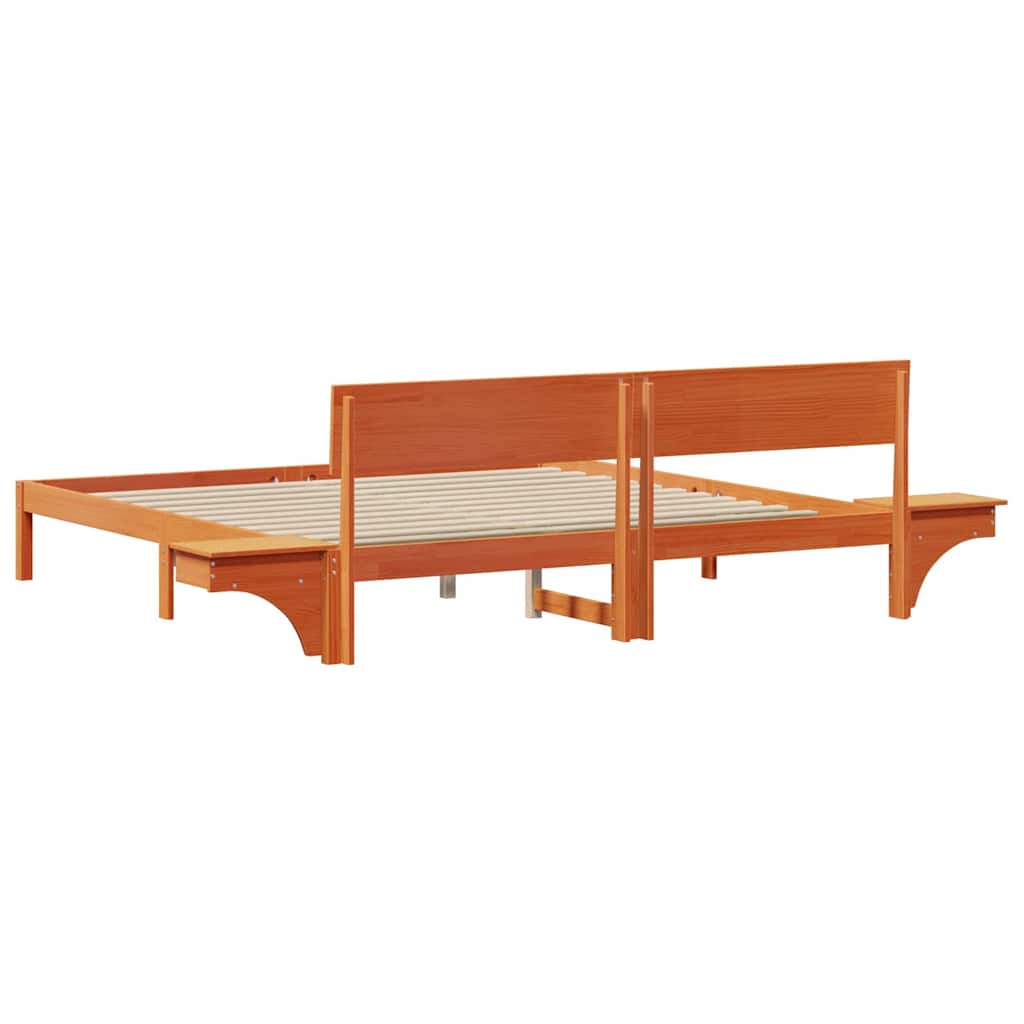 vidaXL Rete letto con comodini Cera marrone Legno di pino massello