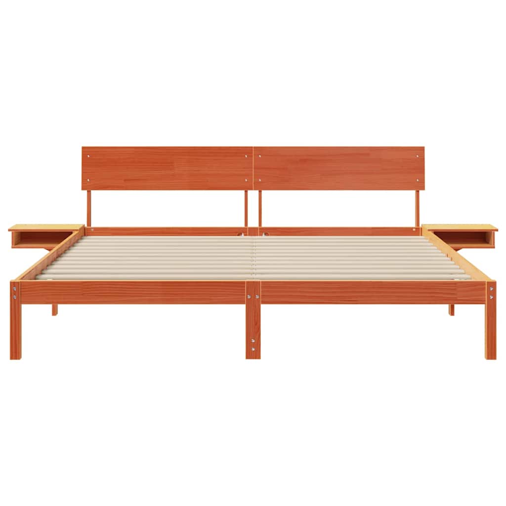 vidaXL Rete letto con comodini Cera marrone Legno di pino massello