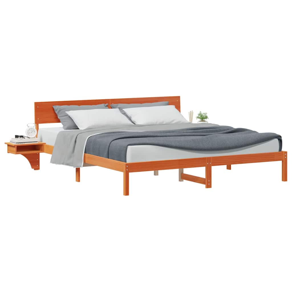 vidaXL Rete letto con comodini Cera marrone Legno di pino massello