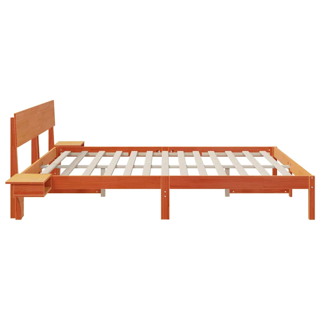 vidaXL Rete letto con comodini Cera marrone Legno di pino massello