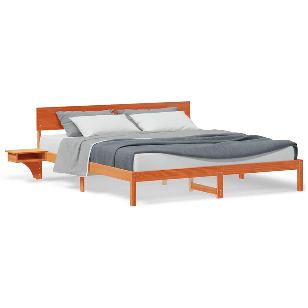 vidaXL Rete letto con comodini Cera marrone Legno di pino massello
