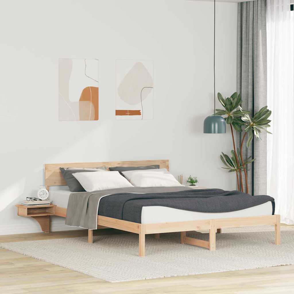 vidaXL Rete letto con comodini Marrone Legno di pino massello