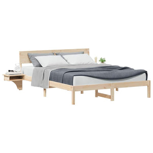 vidaXL Rete letto con comodini Marrone Legno di pino massello