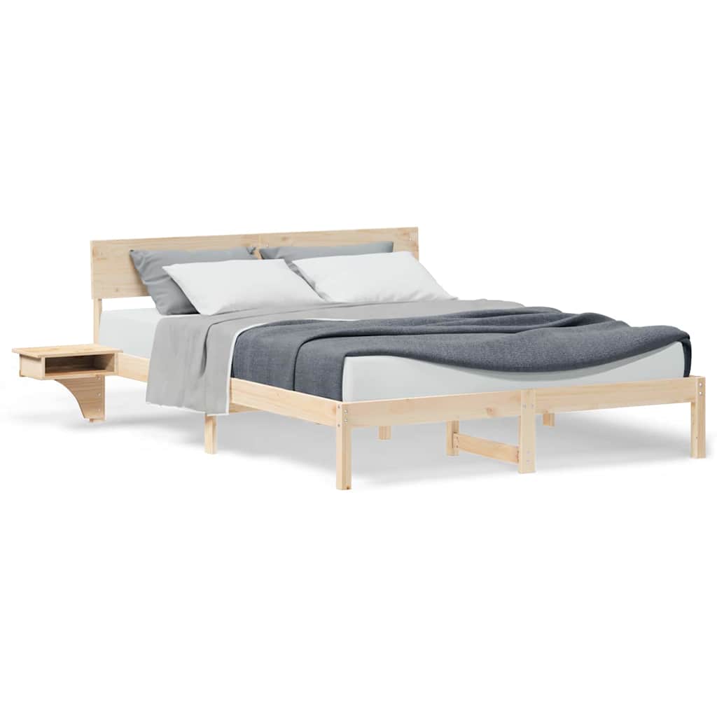 vidaXL Rete letto con comodini Marrone Legno di pino massello