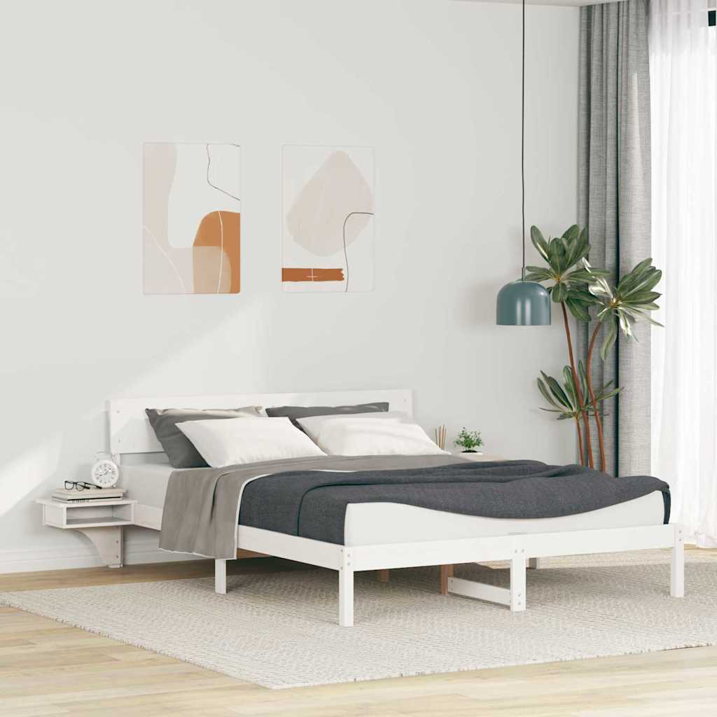 vidaXL Rete letto con comodini Bianco Legno di pino massello