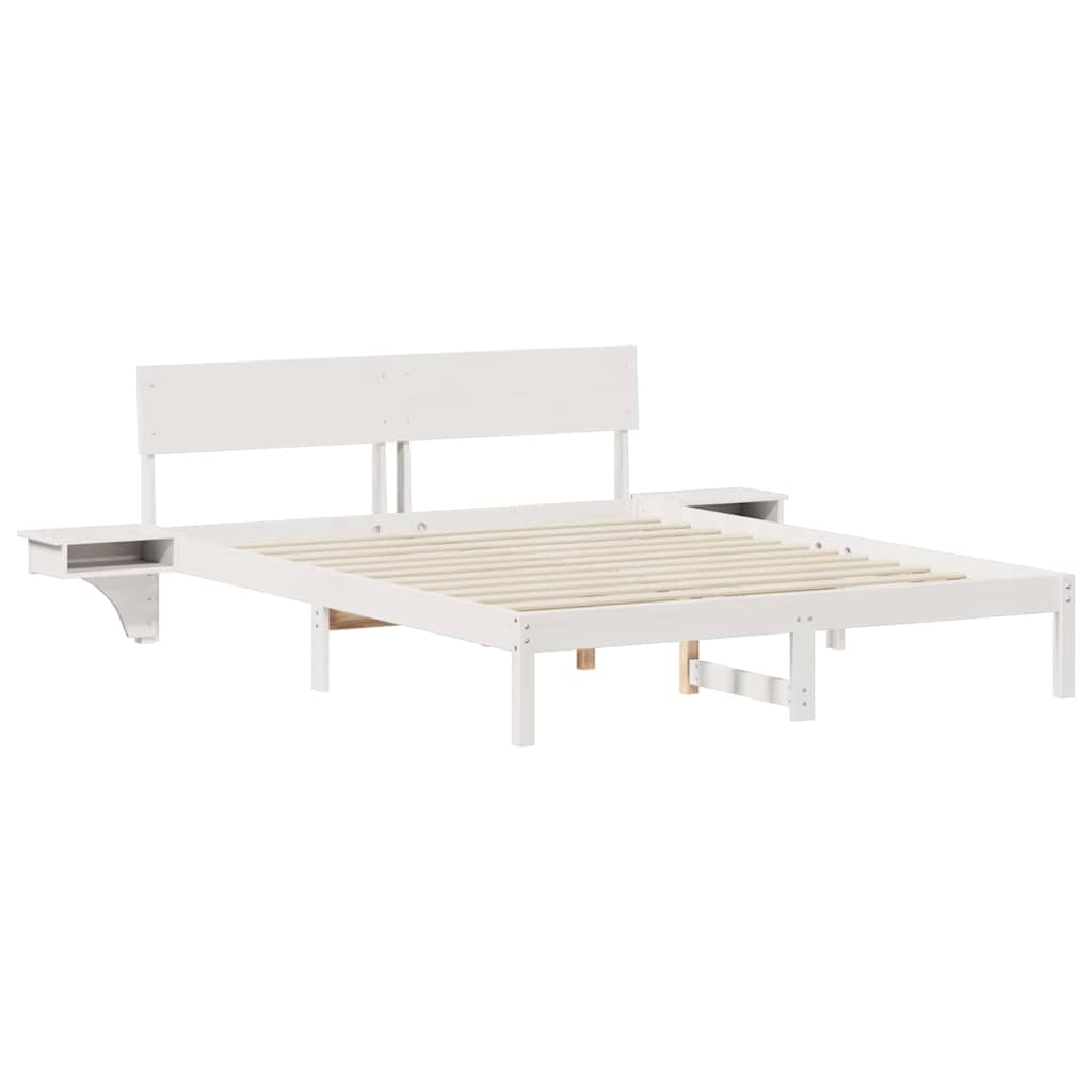 vidaXL Rete letto con comodini Bianco Legno di pino massello
