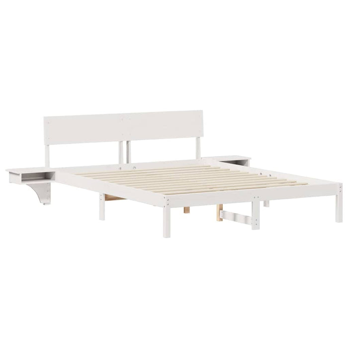 vidaXL Rete letto con comodini Bianco Legno di pino massello