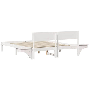 vidaXL Rete letto con comodini Bianco Legno di pino massello
