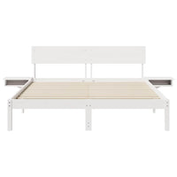 vidaXL Rete letto con comodini Bianco Legno di pino massello