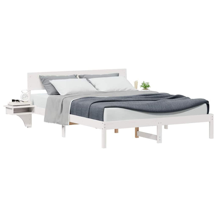 vidaXL Rete letto con comodini Bianco Legno di pino massello