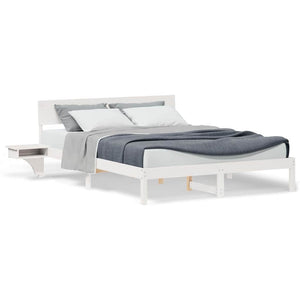 vidaXL Rete letto con comodini Bianco Legno di pino massello