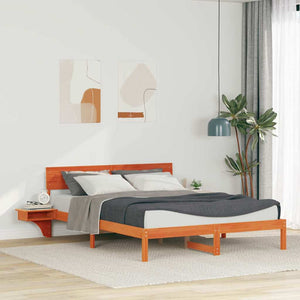 vidaXL Rete letto con comodini Cera marrone Legno di pino massello