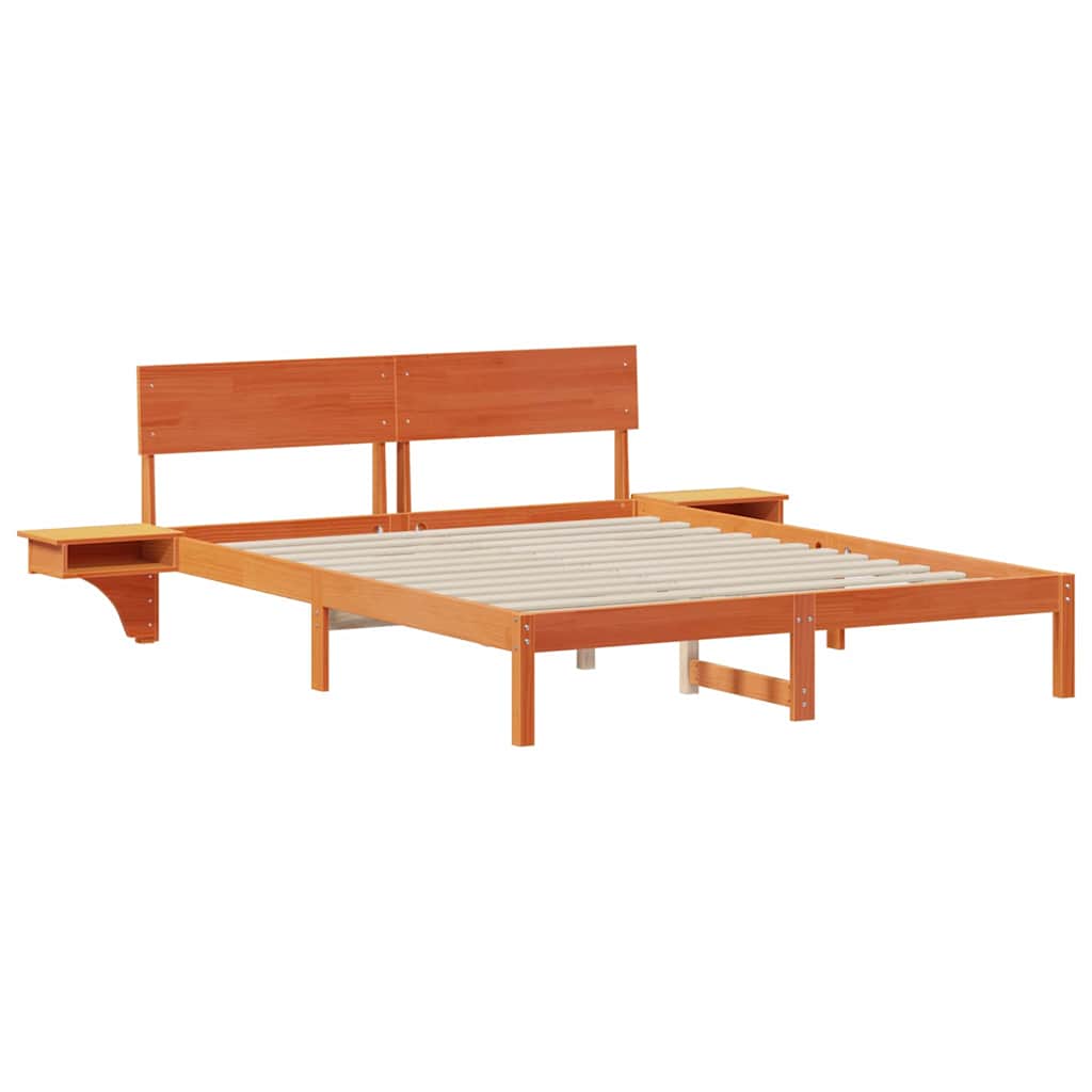 vidaXL Rete letto con comodini Cera marrone Legno di pino massello