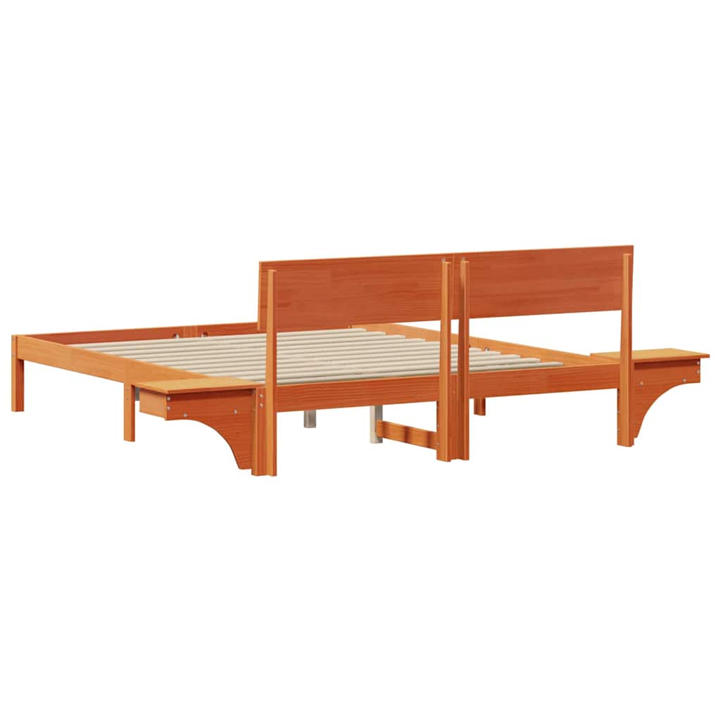 vidaXL Rete letto con comodini Cera marrone Legno di pino massello
