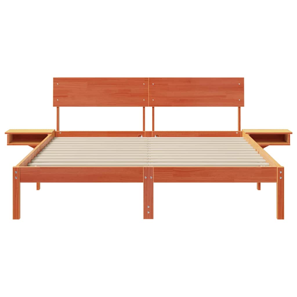 vidaXL Rete letto con comodini Cera marrone Legno di pino massello