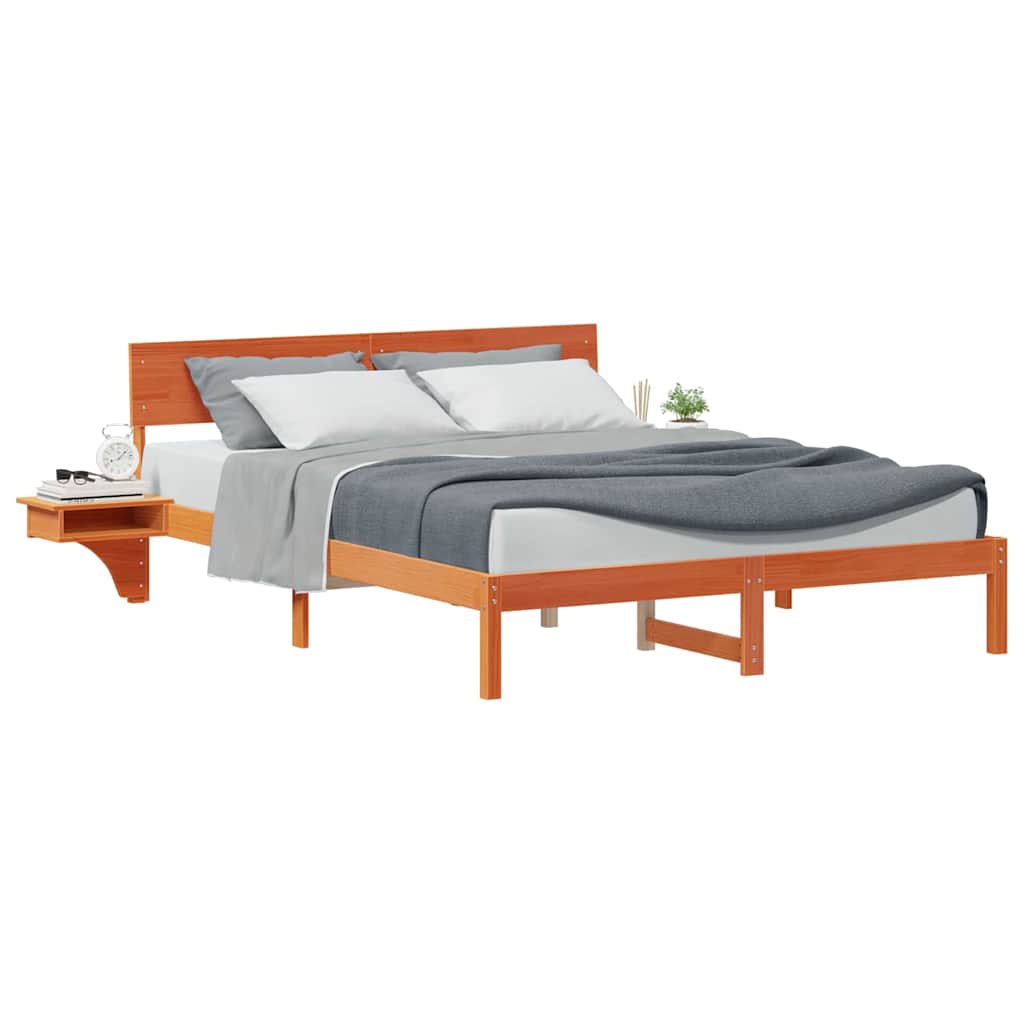 vidaXL Rete letto con comodini Cera marrone Legno di pino massello