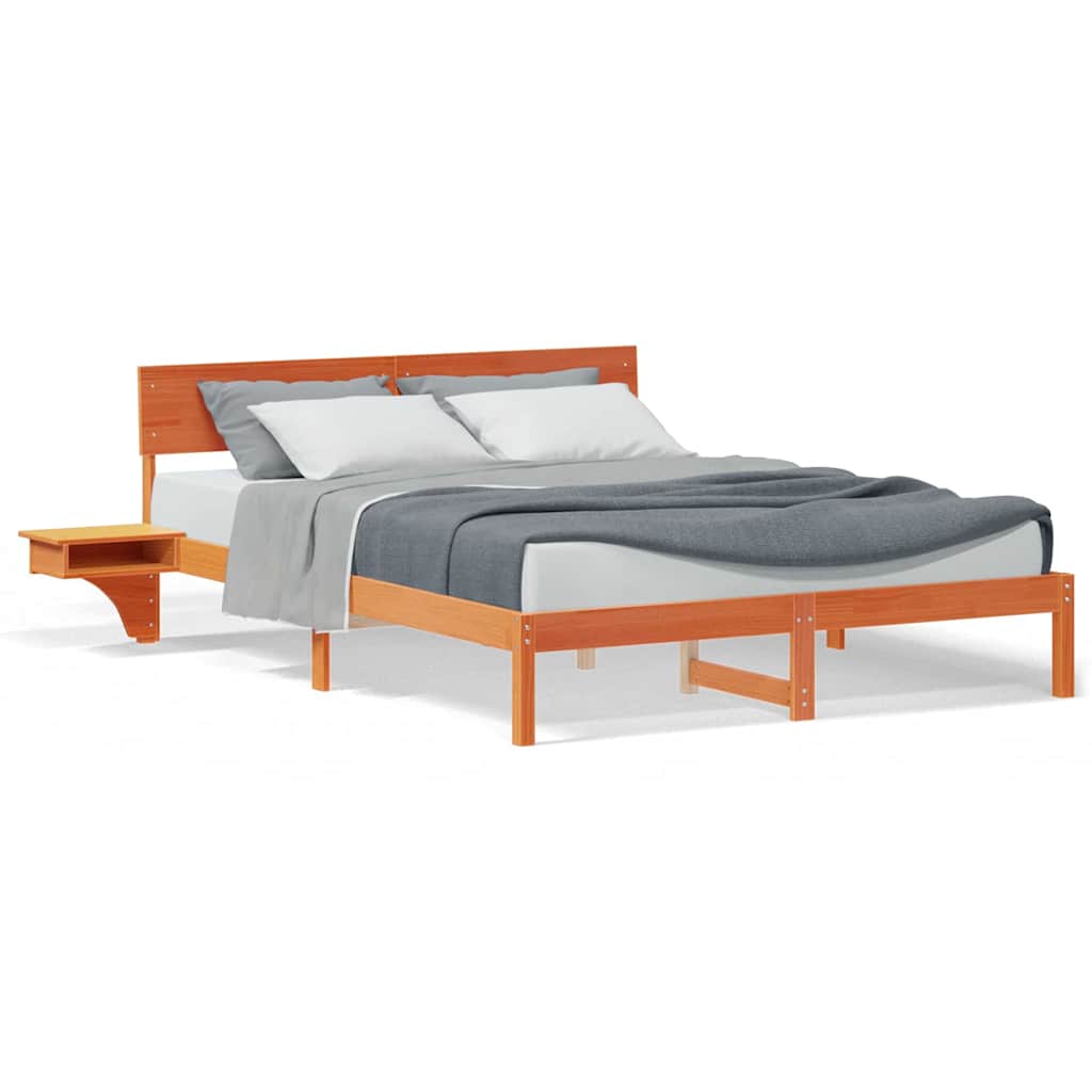 vidaXL Rete letto con comodini Cera marrone Legno di pino massello